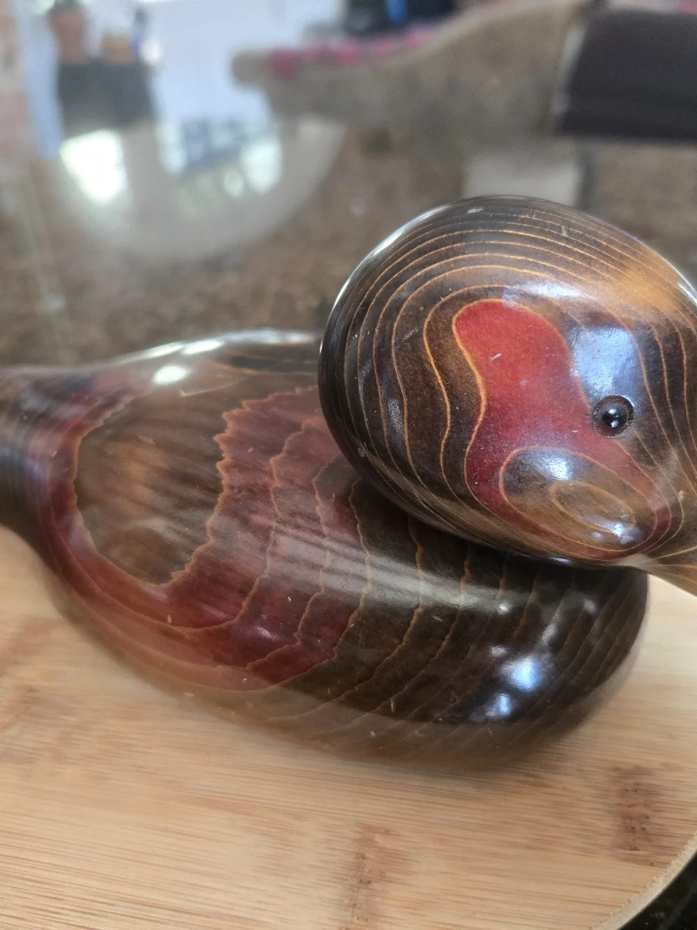 Bundy & Co Wooden Duck Decoy in Brown and Red